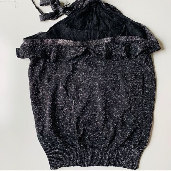 NEW YORK & COMPANY BLACK HALTER BLOUSE - Picture 12 of 15